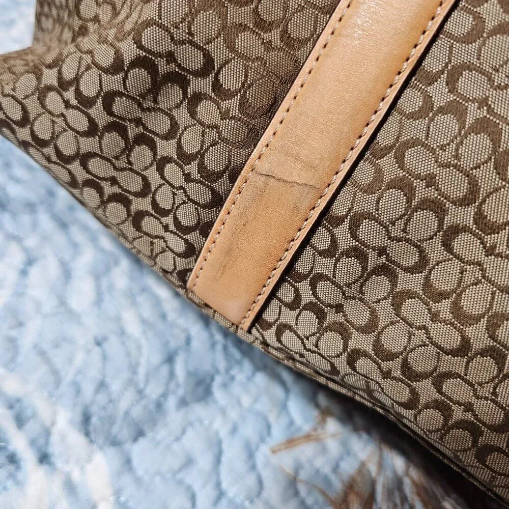 Vintage Coach Y2K Hamptons Large Travel Tote Bag Purse in Signature Jacquard